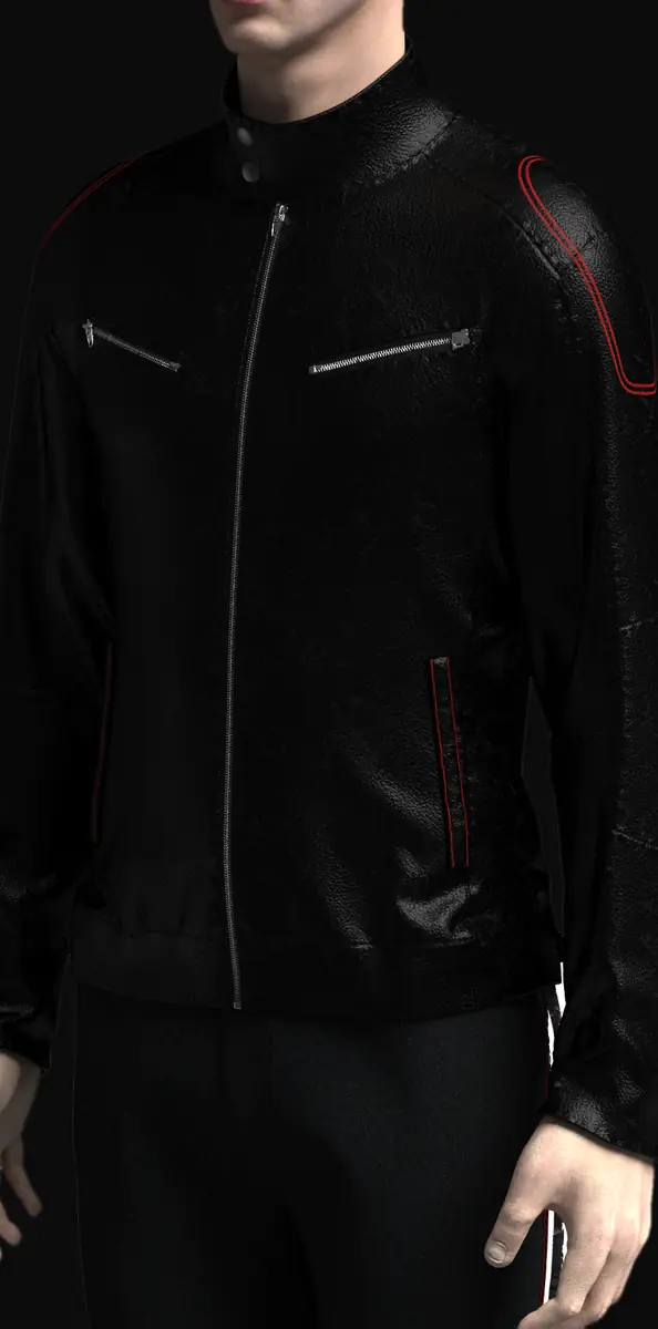 veste cuir col motard haut, front